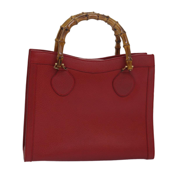 GUCCI Bamboo Hand Bag Leather Red 002 1186 0260 Auth ep4665 - Picture 1 of 16